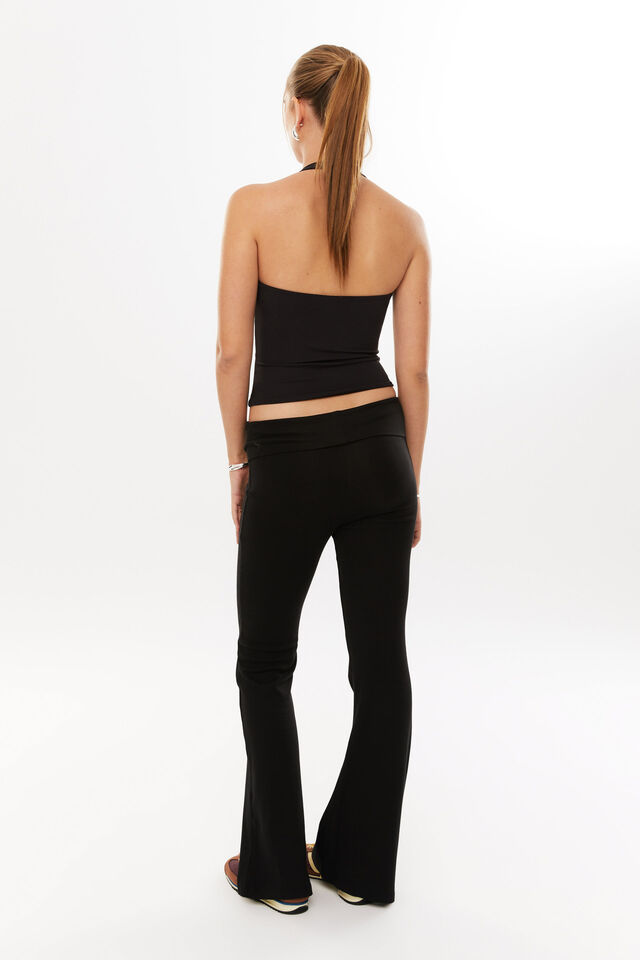 Fold Back Flare Pant, BLACK