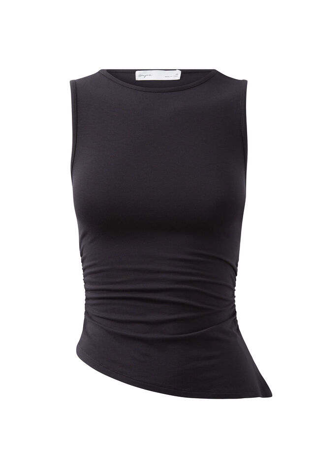 Soft Blair Ruched Tank, BLACK