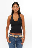 Luxe Halter Top, BLACK - alternate image 1