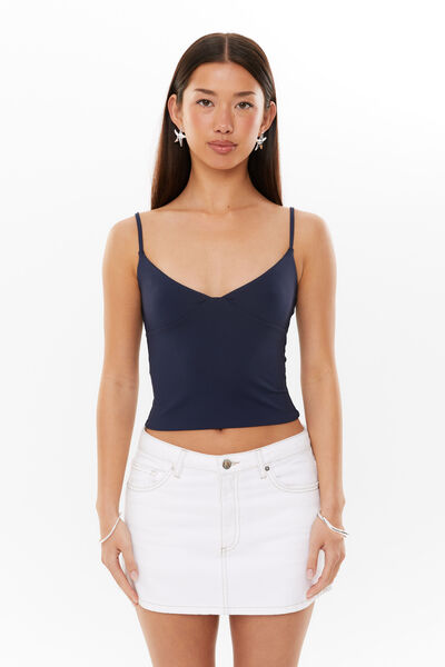 Luxe Strappy V Neck Cami, ALL STAR NAVY