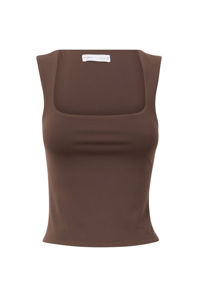 Luxe Open Neck Top, ESPRESSO BROWN