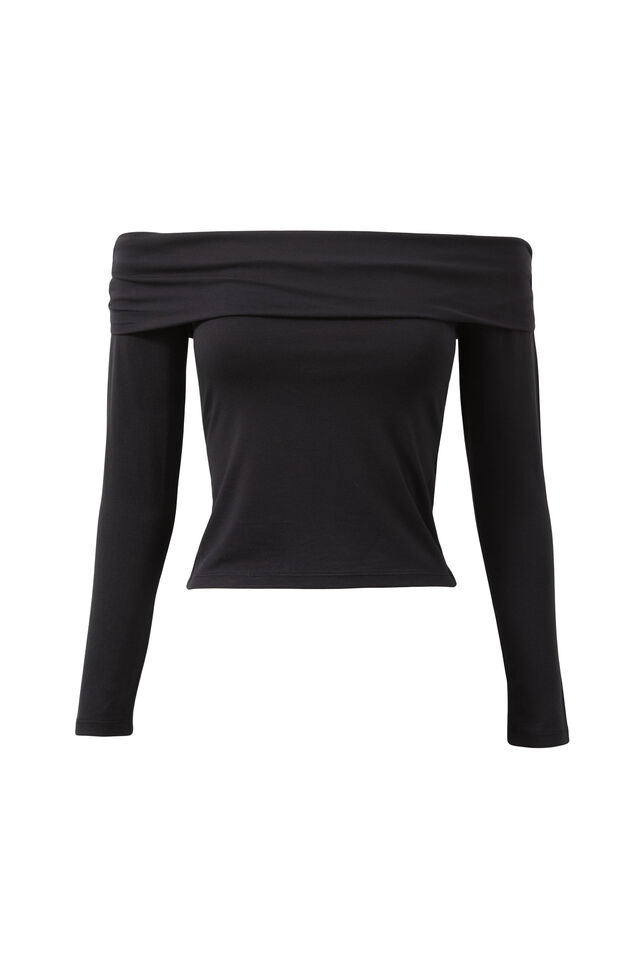 Soft Debbie Off The Shoulder Top, BLACK