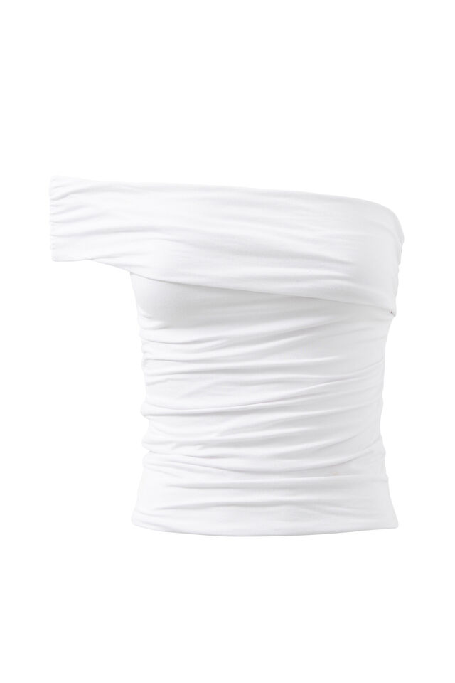 Soft Charlie Ruched Top, WHITE