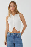 Gemma Knitted Button Through Vest, SUMMER WHITE - alternate image 1