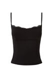 Sophia Lace Trim Cami, BLACK - alternate image 6