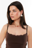 Sophia Lace Trim Cami, ESPRESSO BROWN - alternate image 4