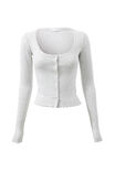 Elise Button Through Long Sleeve Top, GREY MARLE - alternate image 6