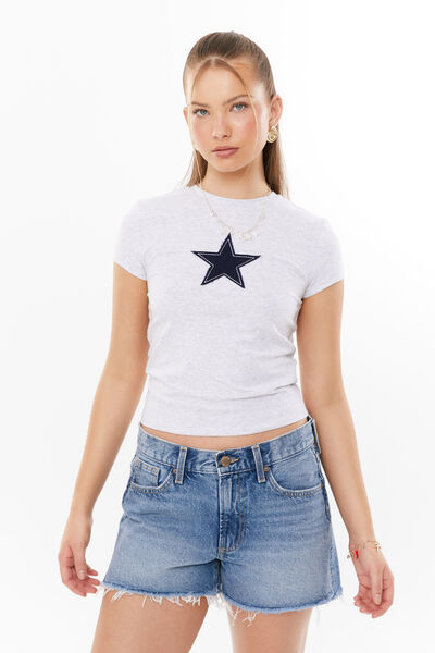 Brandi Graphic T Shirt, LIGHT GREY MARLE/STAR