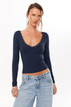 Super Smooth Isla Long Sleeve Top, MIDNIGHT NAVY - alternate image 1