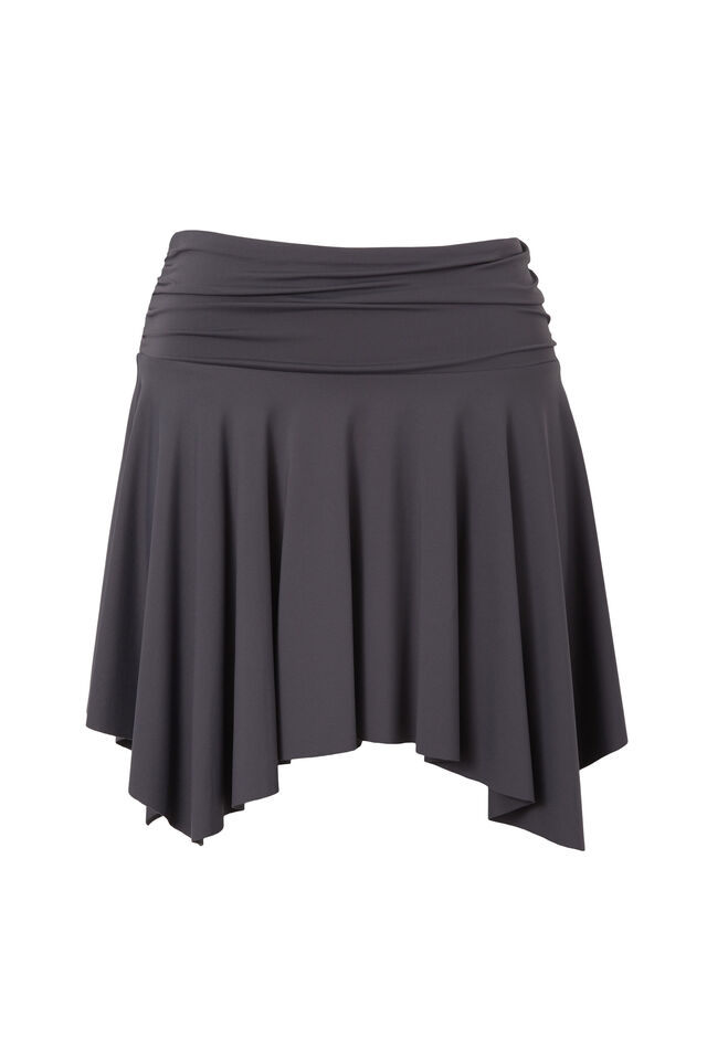 Luxe Hanky Hem Mini Skirt, GUNMETAL