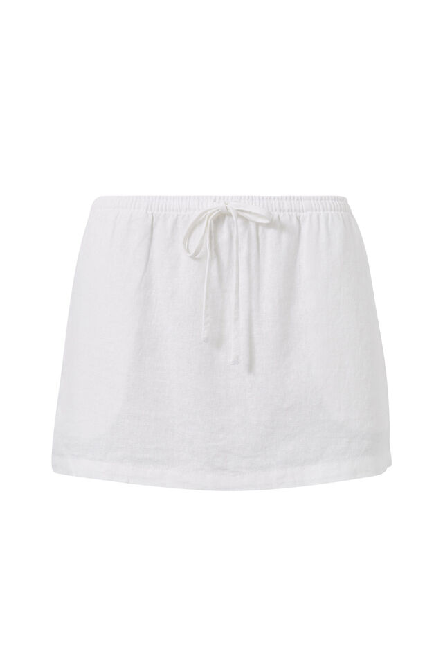 Henley Relaxed Linen Mini Skirt, WHITE