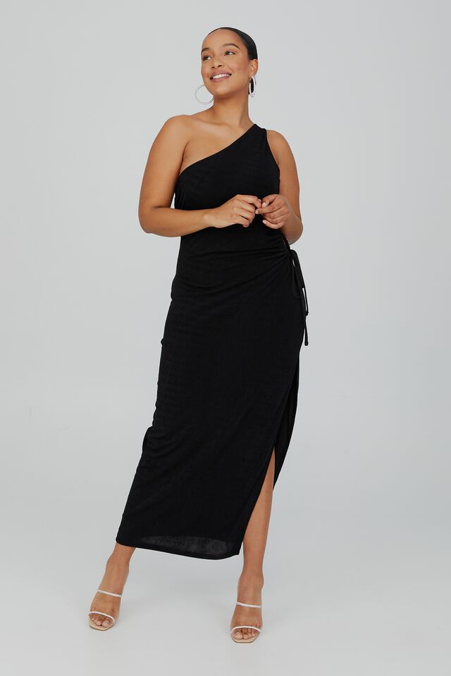 Tiffany One Shoulder Maxi Dress, BLACK
