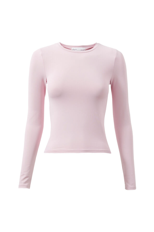 Luxe Long Sleeve Longline Tee, ROSETTE PINK