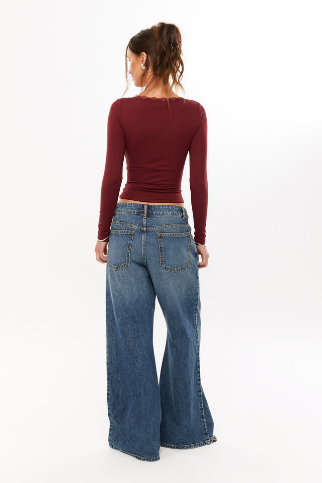 Super Smooth Isla Long Sleeve Top, DARK PLUM