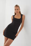 Luxe Scoop Neck Mini Dress, BLACK - alternate image 1