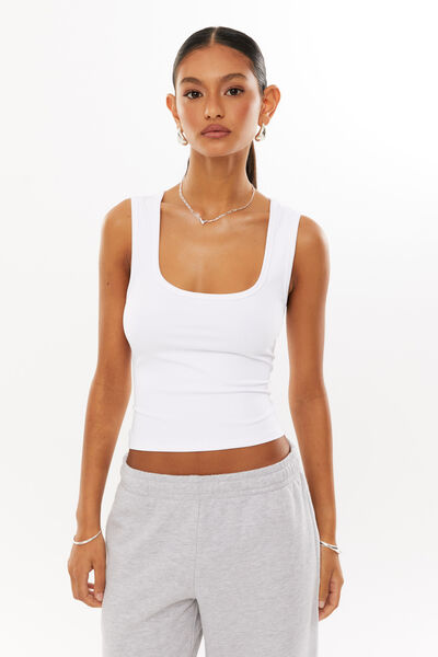 Kirra Scoop Tank, WHITE