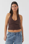 Rami Ruched Halter Top, ESPRESSO BROWN - alternate image 1