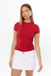 Luxe Longline Tee, LIPSTICK RED - alternate image 1