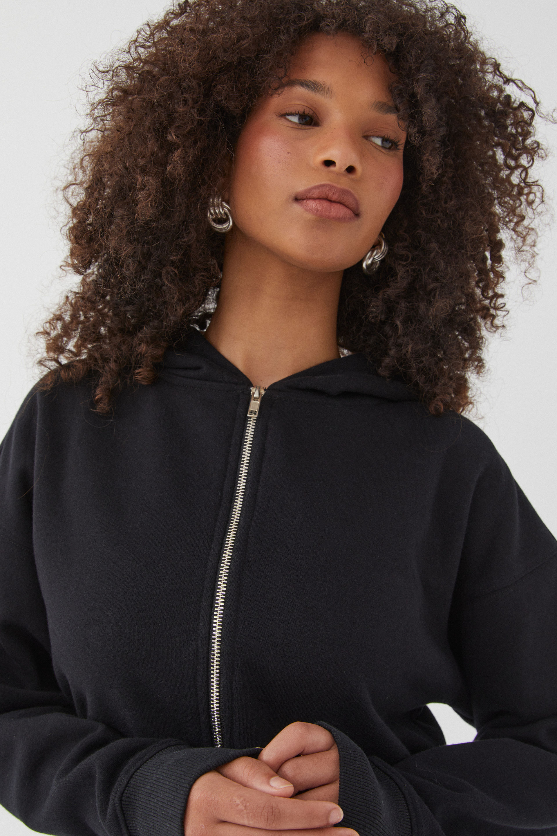 Jamie Cropped Zip Through Hoodie