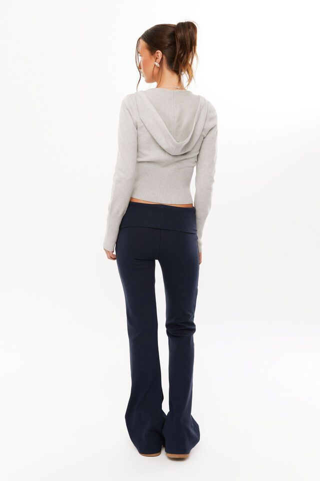 Katie Zip Through Knit Hoodie, GREY MARLE