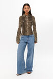 Maddi Fitted Denim Jacket, TYRA CHEETAH BROWN - alternate image 2