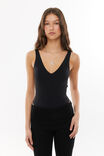 Luxe V Neck Bodysuit, BLACK - alternate image 1