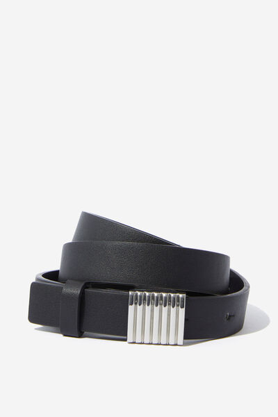 Bar Buckle Belt, BLACK/SILVER