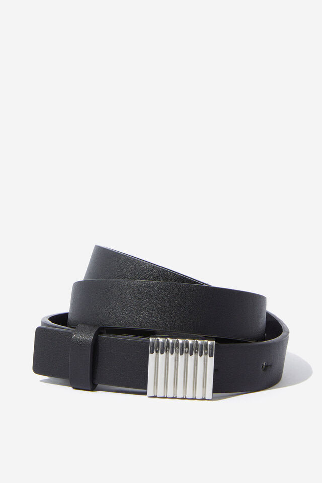Bar Buckle Belt, BLACK/SILVER