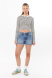 Kendal Cropped Knit Cardigan, VANILLA BEAN/VARSITY NAVY STRIPE - alternate image 5