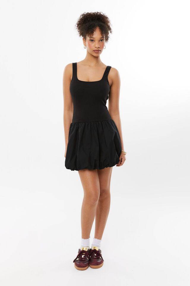 Clara Bubble Mini Dress, BLACK