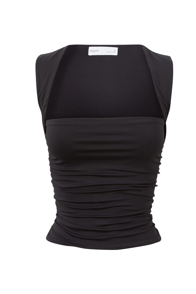 Alora Ruched Top, BLACK