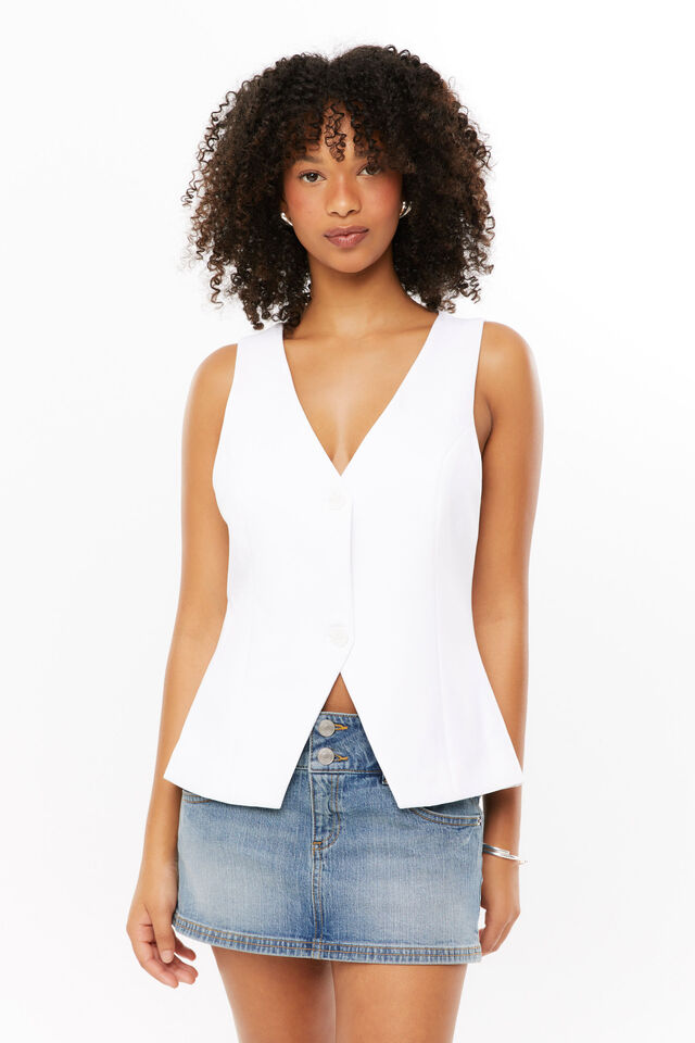 Taylor Longline Vest, WHITE