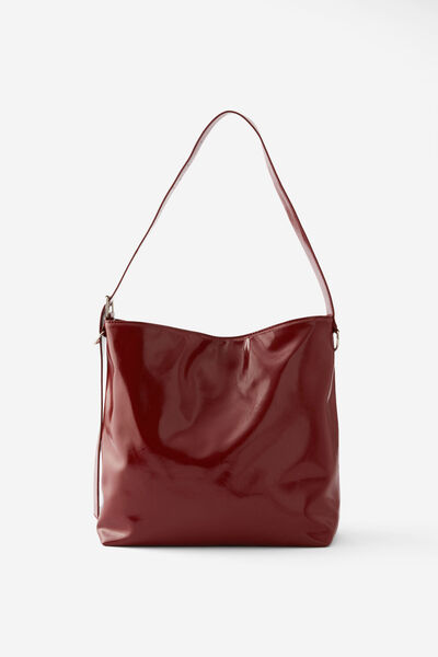 Maeve Large Faux Leather Bag, DARK PLUM