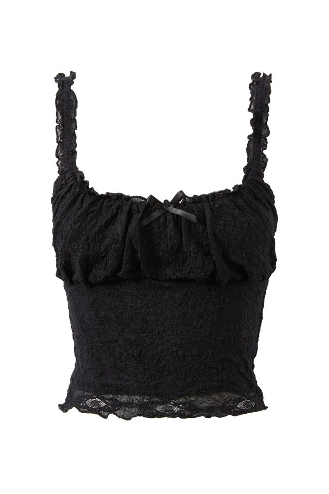Lani Lace Tank, BLACK