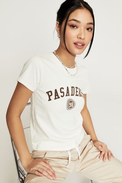 Celia Fitted Printed T Shirt, WINTER WHITE/PASADENA