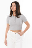 Shani Short Sleeve Knit Polo, GREY MARLE - alternate image 1