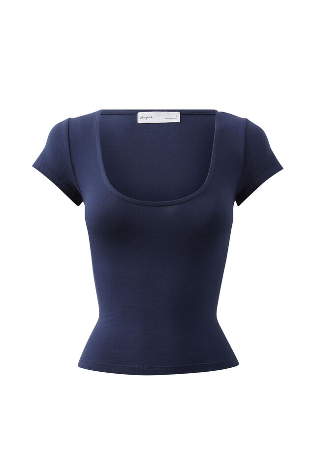 Giselle Scoop Neck Tee, ALL STAR NAVY