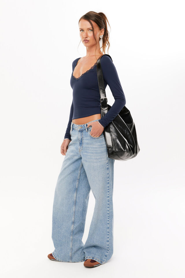 Super Smooth Isla Long Sleeve Top, MIDNIGHT NAVY