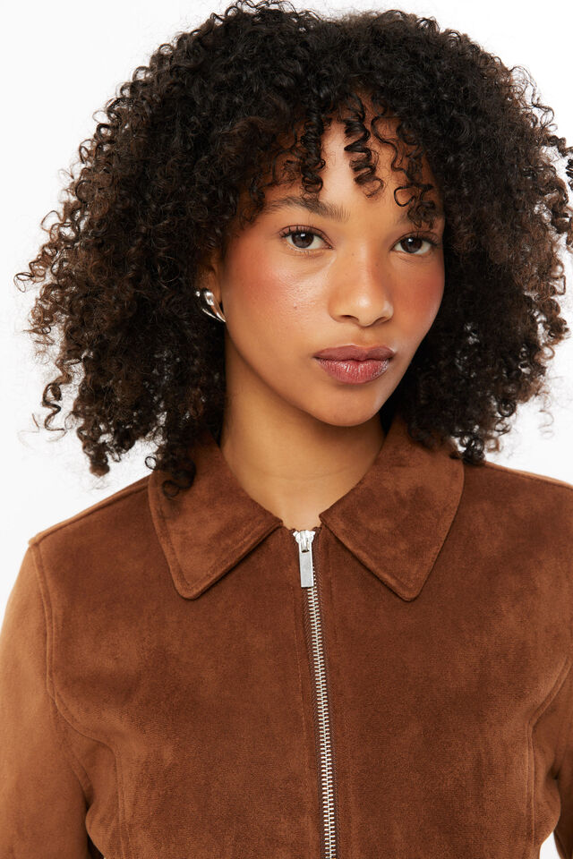 Hailey Faux Suede Jacket, BRUNETTE BROWN