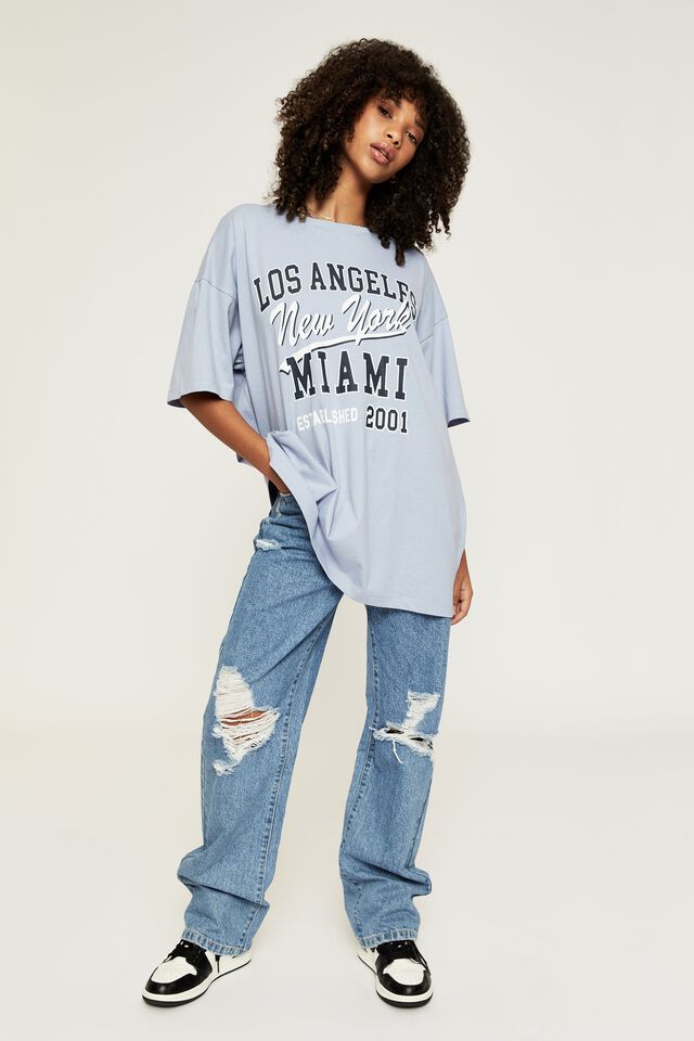 Camryn Oversized Printed T Shirt, BLUE RIDER/CITIES