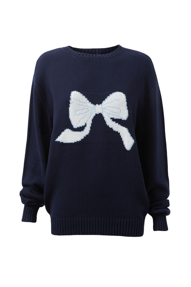 Bambie Crew Jumper, MIDNIGHT NAVY/BOW