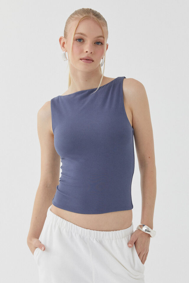 Soft Boat Neck Top, WEEKEND BLUE