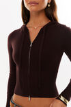 Katie Zip Through Knit Hoodie, CHOC CHERRY - alternate image 4