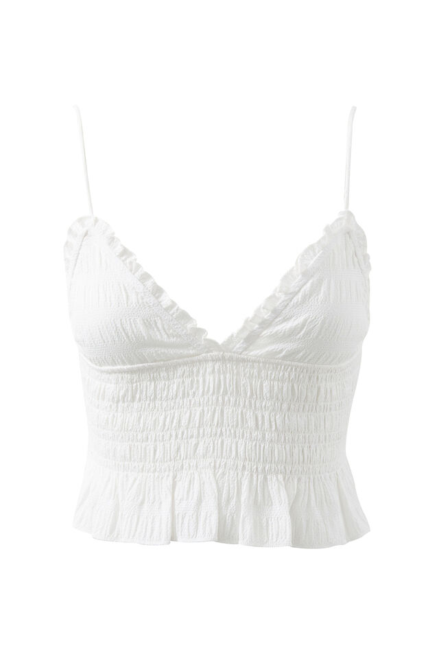 Ollie Shirred Cami, WHITE