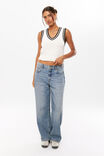Reece V Neck Knit Vest, SUMMER WHITE/BLACK - alternate image 2