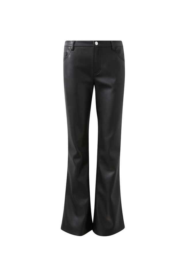 Liv Faux Leather Flare Pant, BLACK