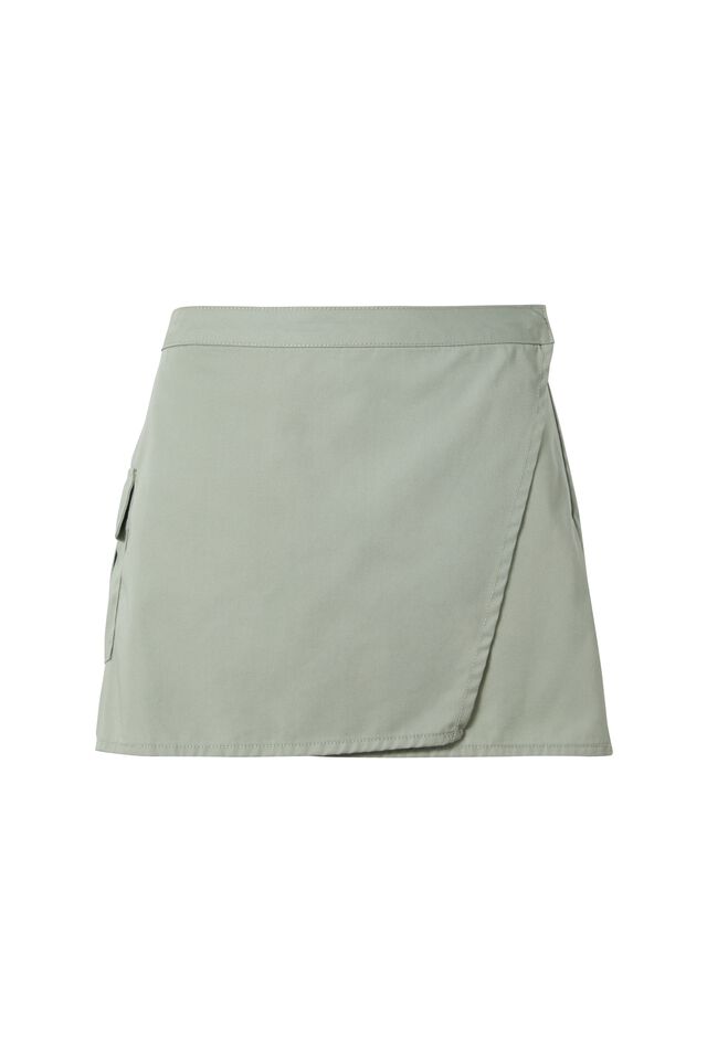 Kelly Cargo Wrap Skirt, MATTE GREEN