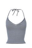 Khloe V Neck Halter Top, NAVY STRIPE - alternate image 6