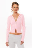 Katie Zip Through Knit Hoodie, ROSETTE PINK - alternate image 1