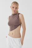 Soft Ruched Twist Top, BROWN CAROB - alternate image 1